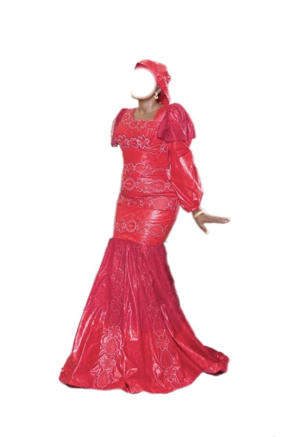 Robe Bazin rouge, taille M, Quasi-neuf, foulard