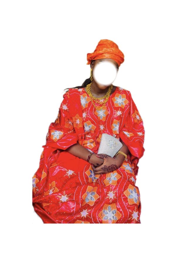 Grand boubou Bazin, taille unique, quasi-neuf, foulard