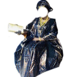 Grand boubou Bazin, taille unique, quasi-neuf, foulard