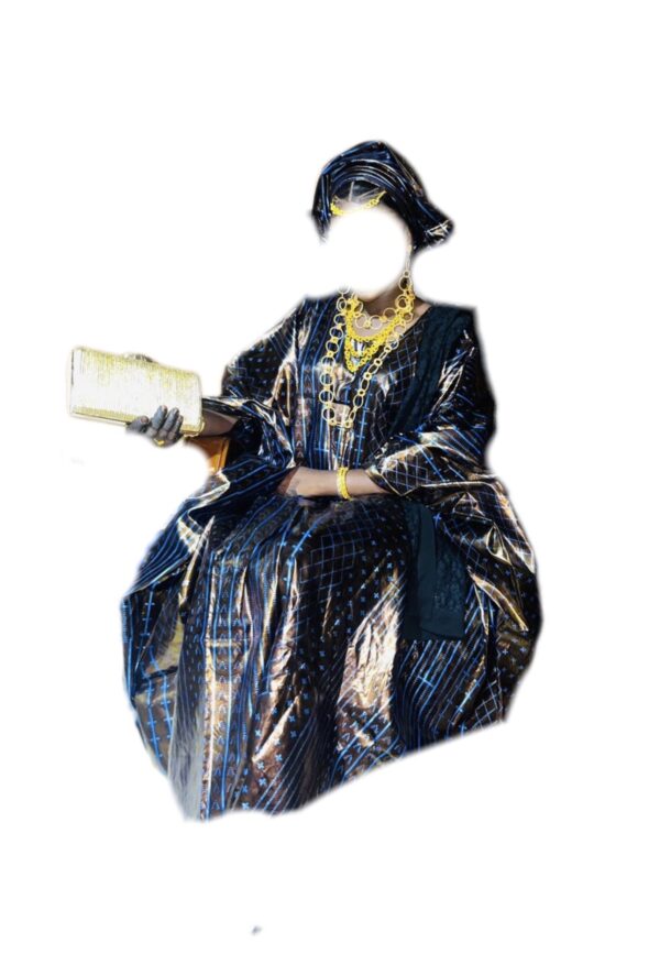 Grand boubou Bazin, taille unique, quasi-neuf, foulard