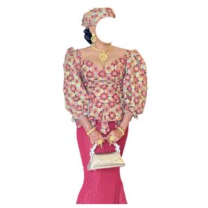 Jupe complet brodé HKG, taille M, Quasi-neuf, foulard