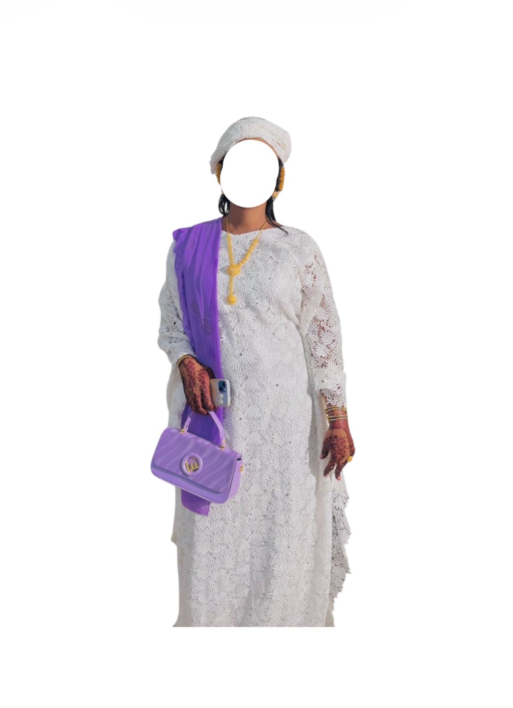 Brodé blanc, taille M, Quasi-neuf, foulard