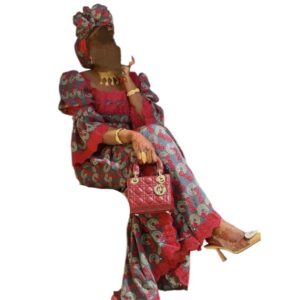 Robe brodé voile, taille L, Quasi-neuf, turban