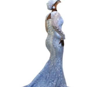 AD26112025, Robe de soirée bleu, Taille M, Quasi-neuf