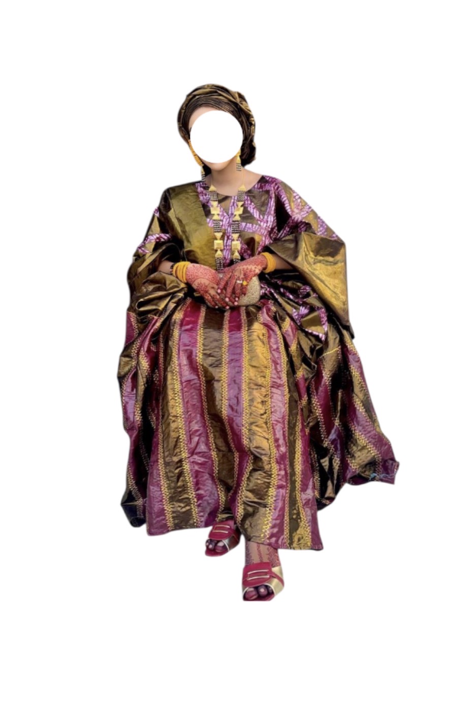 KS10122025, Grand boubou 9 mètres, foulard, pagne