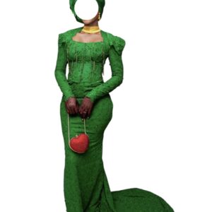 MT22122025, brodé vert, Taille M, foulard