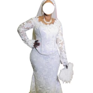 YC3012026, brode blanc, taille XL, voile, turban