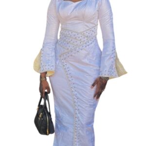 AK25022026, robe bazin blanc, taille M