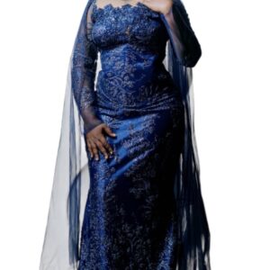 FD25022026, robe de soirée fallou Couture, taille L, voile, turban