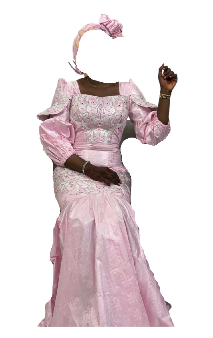 ST06022026, robe Bazin, taille M, foulard