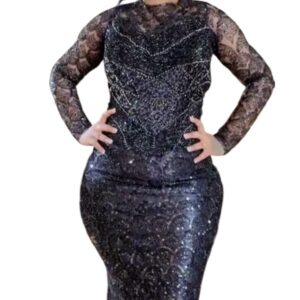 AB31032026, robe de soirée noire Majesté couture, taille L