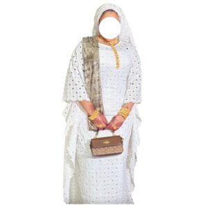 FK02042026, brodé blanc, taille L, foulard
