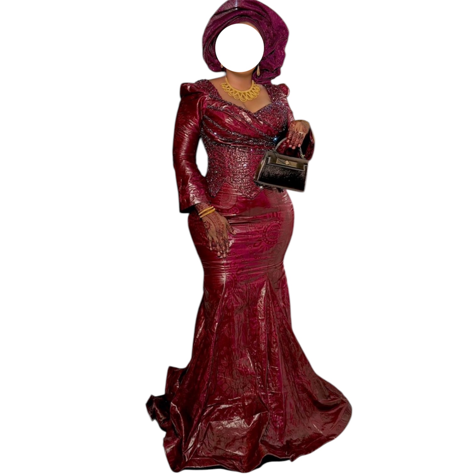 DB05042026, Bazin rouge, taille XL, foulard, Côte d’Ivoire
