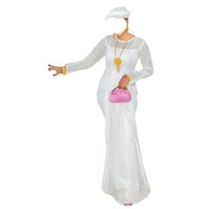 MN24042026, robe brodé blanc, taille M, foulard