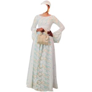OU16012026, robe brodé voile, taille S, foulard