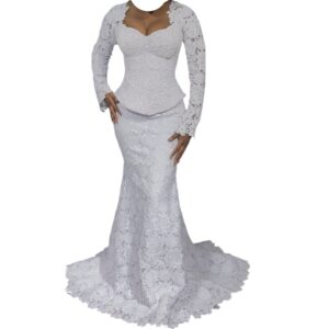 OC24042026, robe de mariée, brodé blanc DS Fashion, taille M