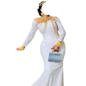 AD29042026, robe brodé blanc Samba Créateur, taille M