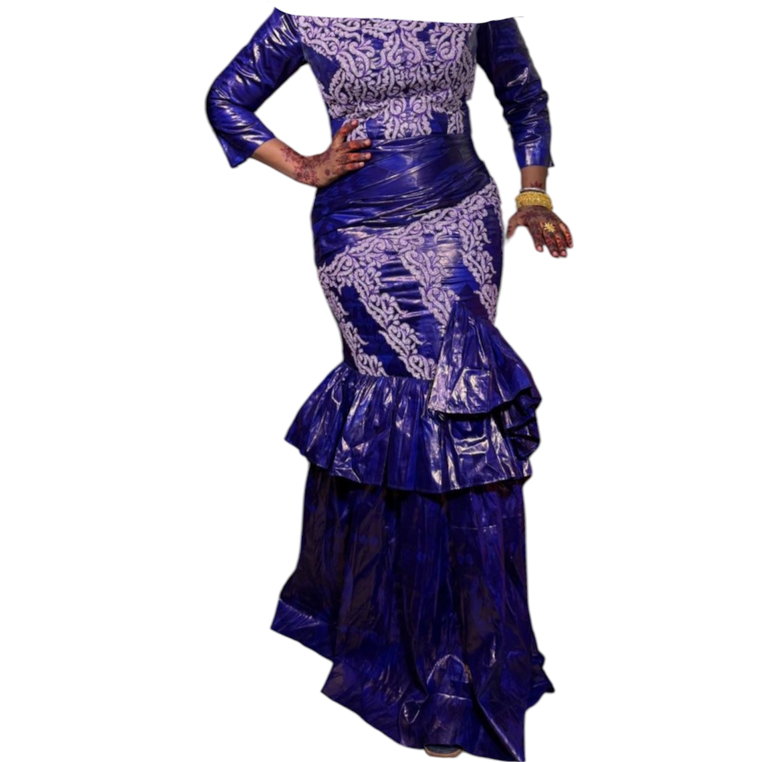 MT01052026, robe Bazin, taille L, foulard
