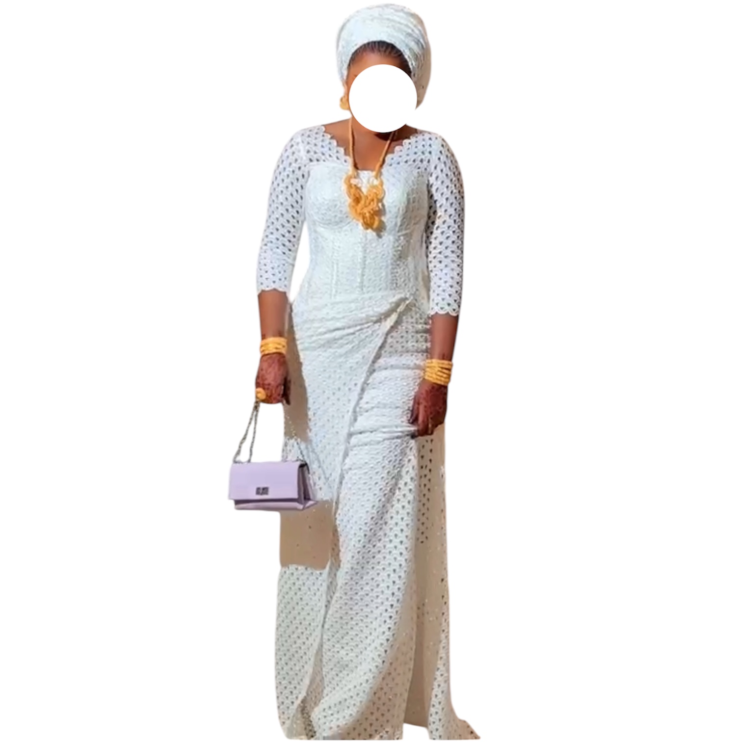 OD20052026, robe brodé blanc, taille M, foulard