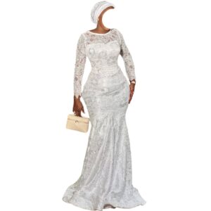 KA21052026, robe brodé blanc Majesté couture, taille L
