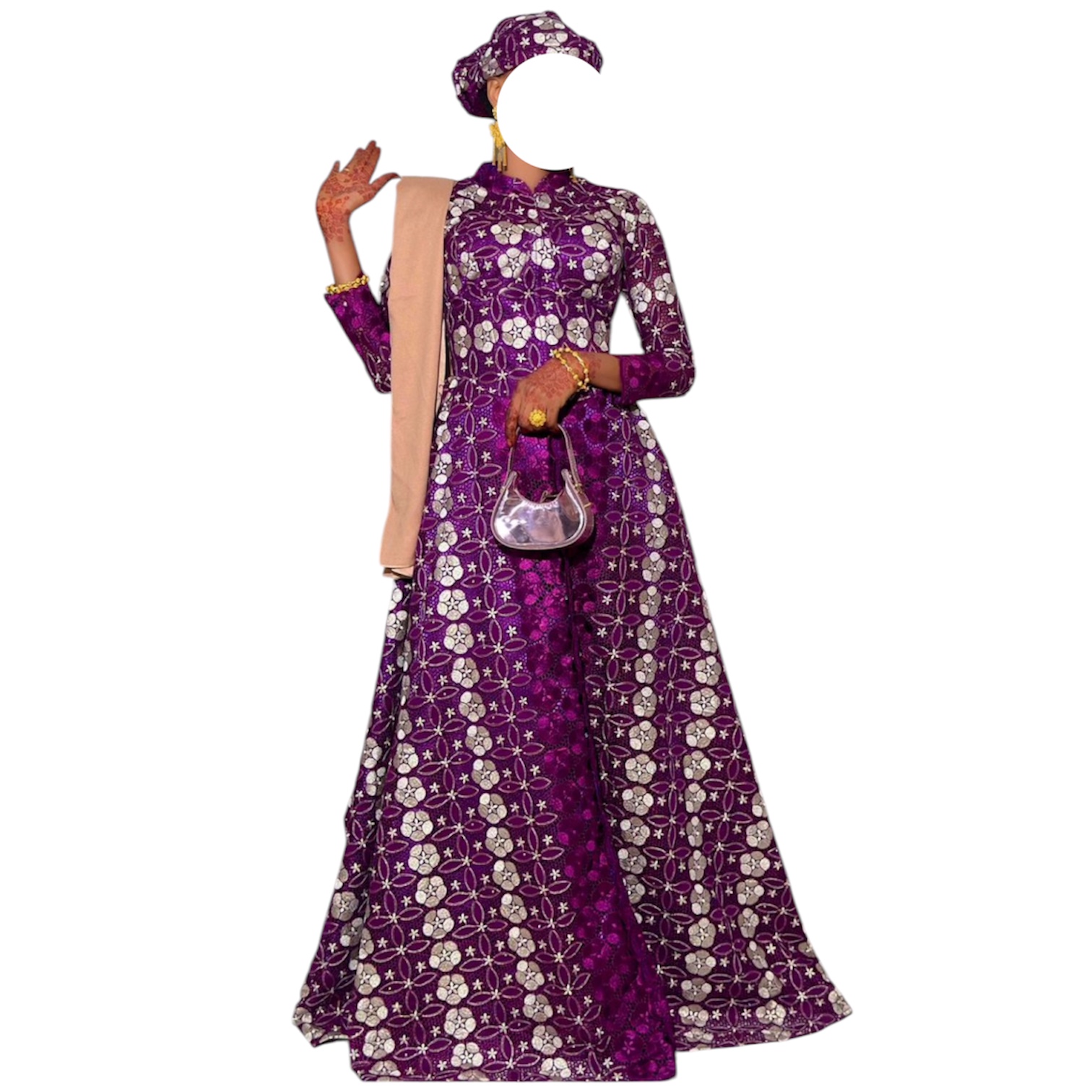 GD16022026, robe brodé, taille M, foulard