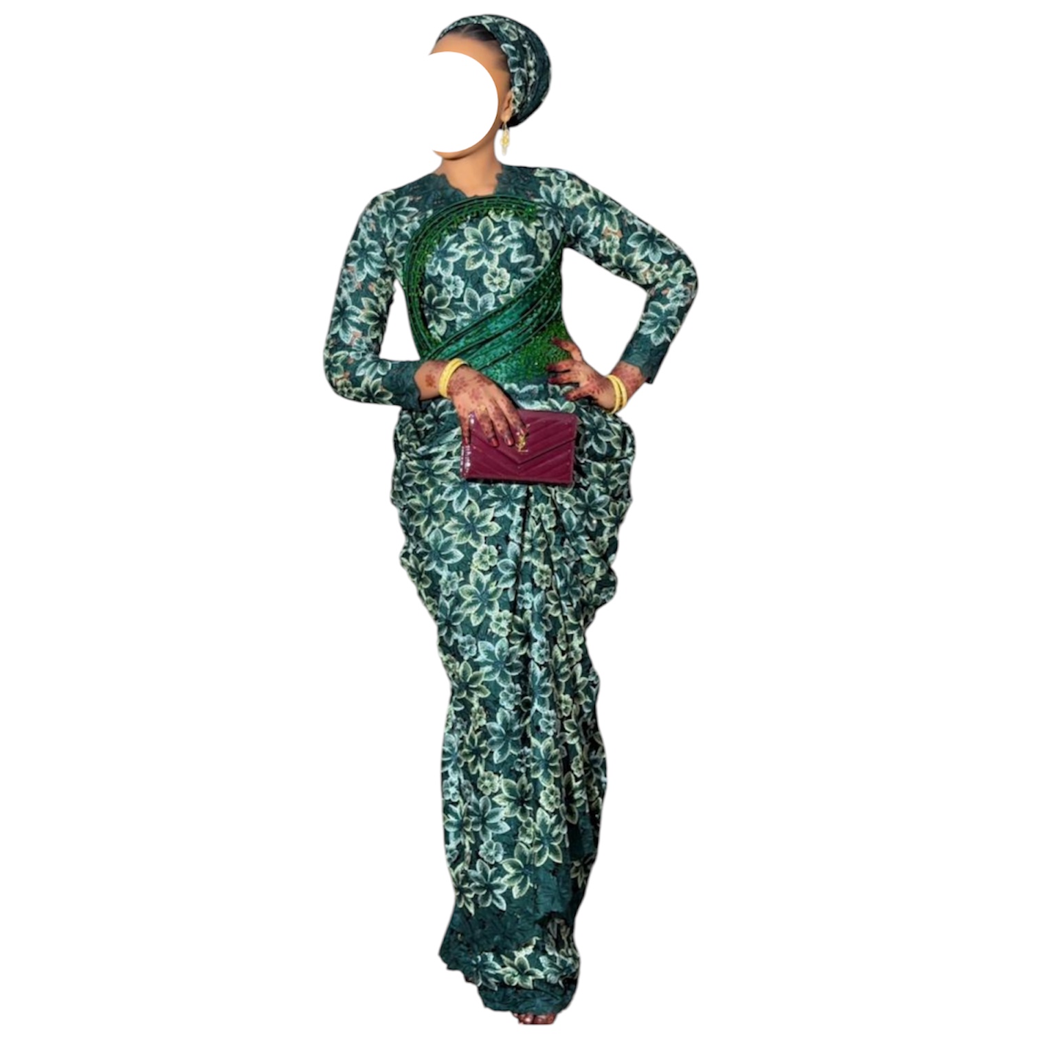 HD02062026, Robe brodé, taille M, foulard