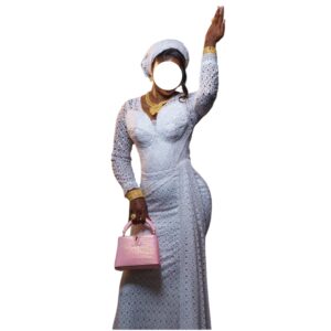 SM02062026, Robe Brodé blanc, Taille M, Foulard