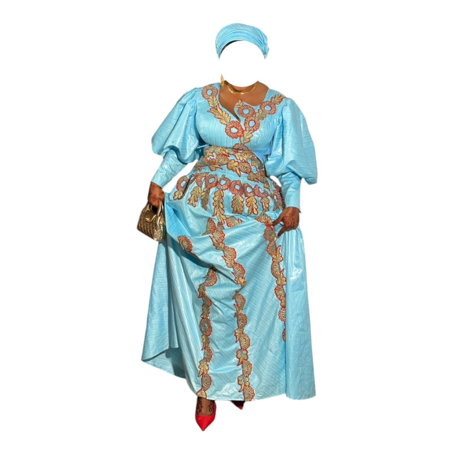 AS03062026, Robe Bazin, Taille XL, Foulard