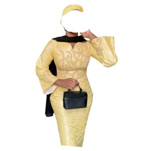 GM15062026, Robe Bazin, Taille M, Foulard