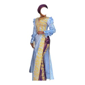 MD04062026, Bazin Jupe Complet, Taille M,Turban