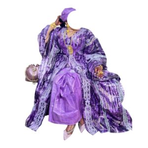 AS09062026, Bazin Jupe Complet, Taille M, Foulard
