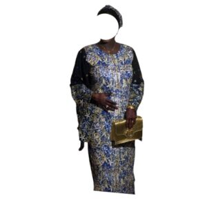 AC14072026, Wax Bordé Robe, Taille XL, Turban