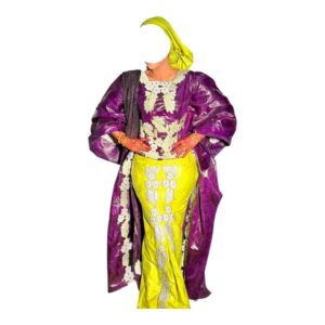 AT29072026,  Bazin Jupe Complet, Taille L, Foulard