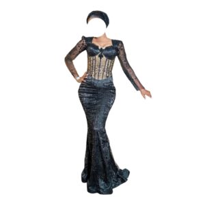 TT14072026, Robe de Soirée, Taille L, Turban