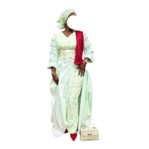 SF16072026, Bazin Bordé Jupe Complet, Taille XL, Foulard