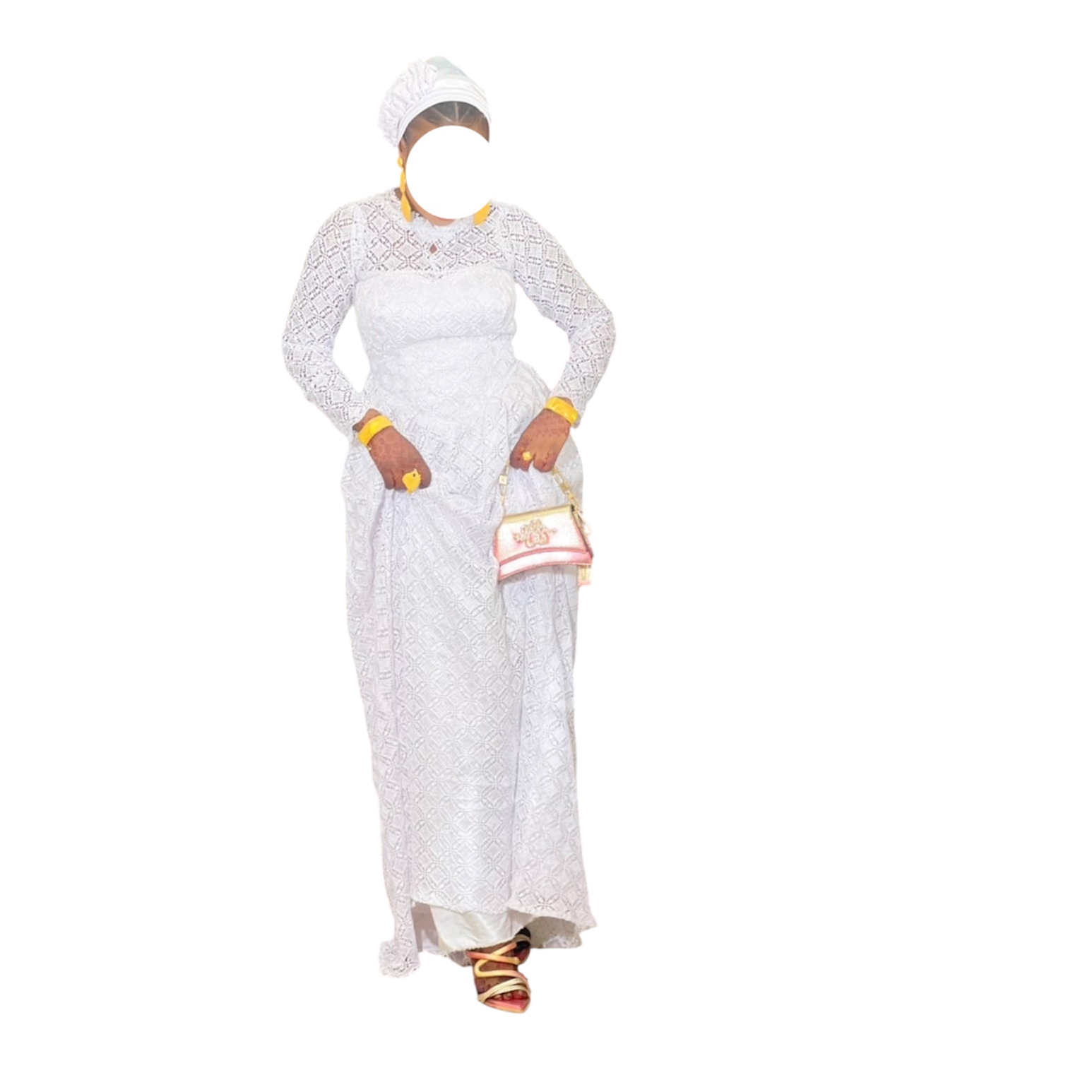 NY18072026, Robe Bordé Blanc, Taille XL, Foulard