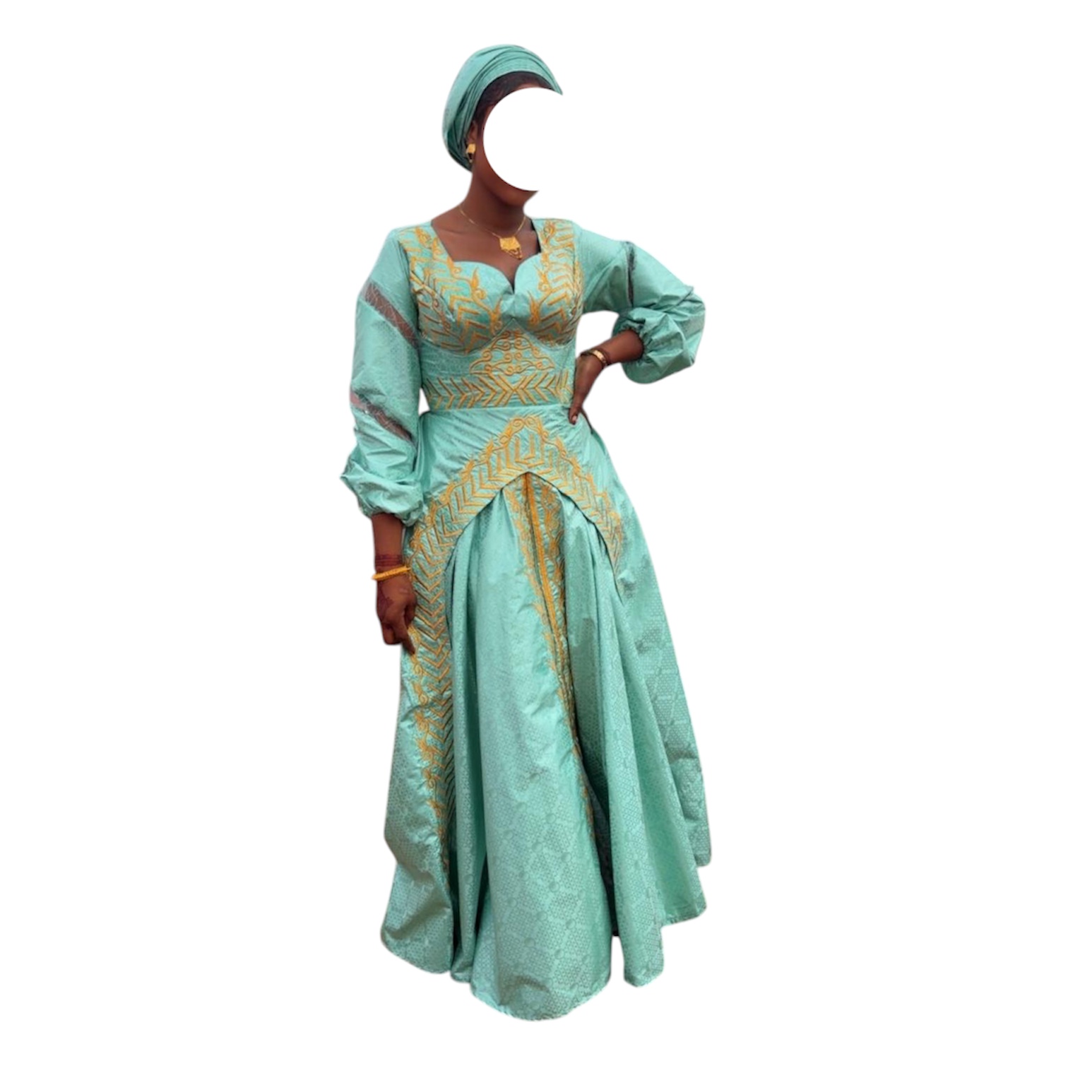 MT29072026, Robe Bazin, Taille XL, Foulard