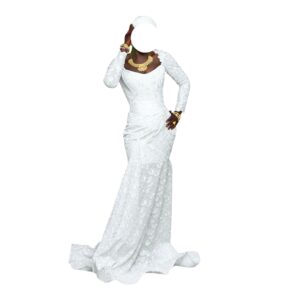 DD25072026, Robe Bordé Blanc, Taille S, Foulard