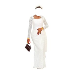 WB11082026, Robe Bordé Blanc, Taille M, Foulard