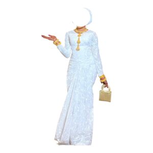 MY03082026, Robe Bordé Blanc, Taille M, Foulard