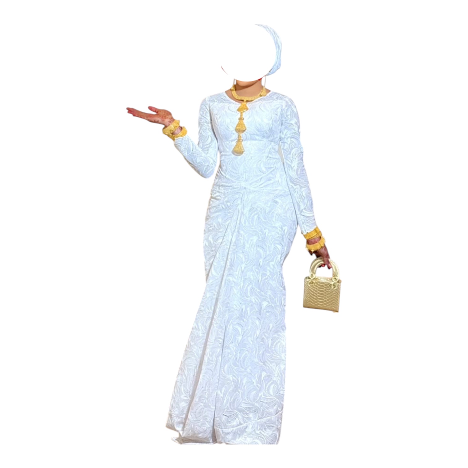 MY03082026, Robe Bordé Blanc, Taille M, Foulard