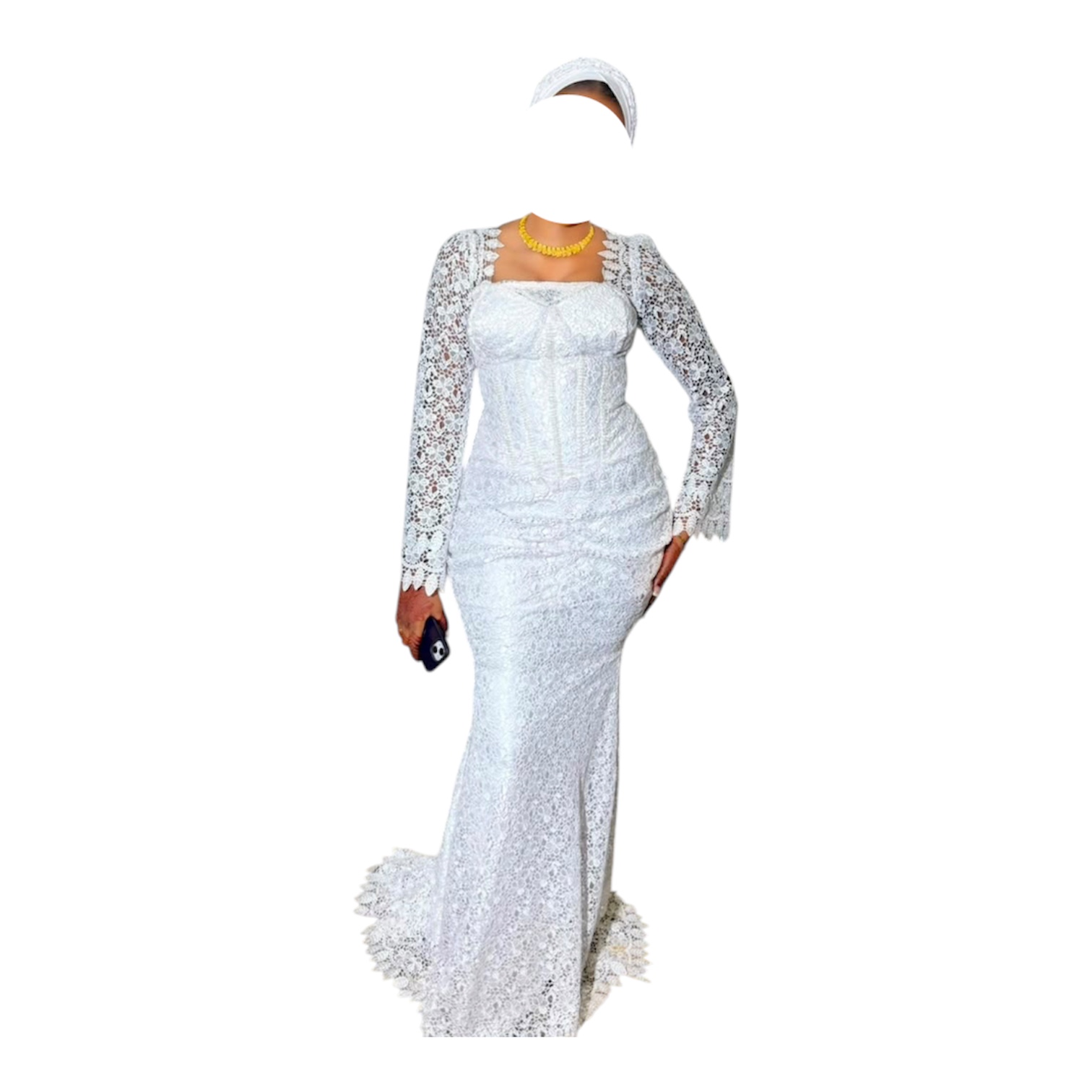 CH03082026, Robe Bordé Blanc, Taille L, Turban