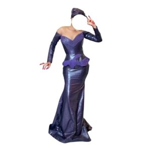 BA03082026, Bazin Jupe Complet, Taille L, Foulard