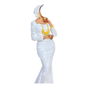 FD30092026, Robe Bordé Blanc, Taille S, Foulard