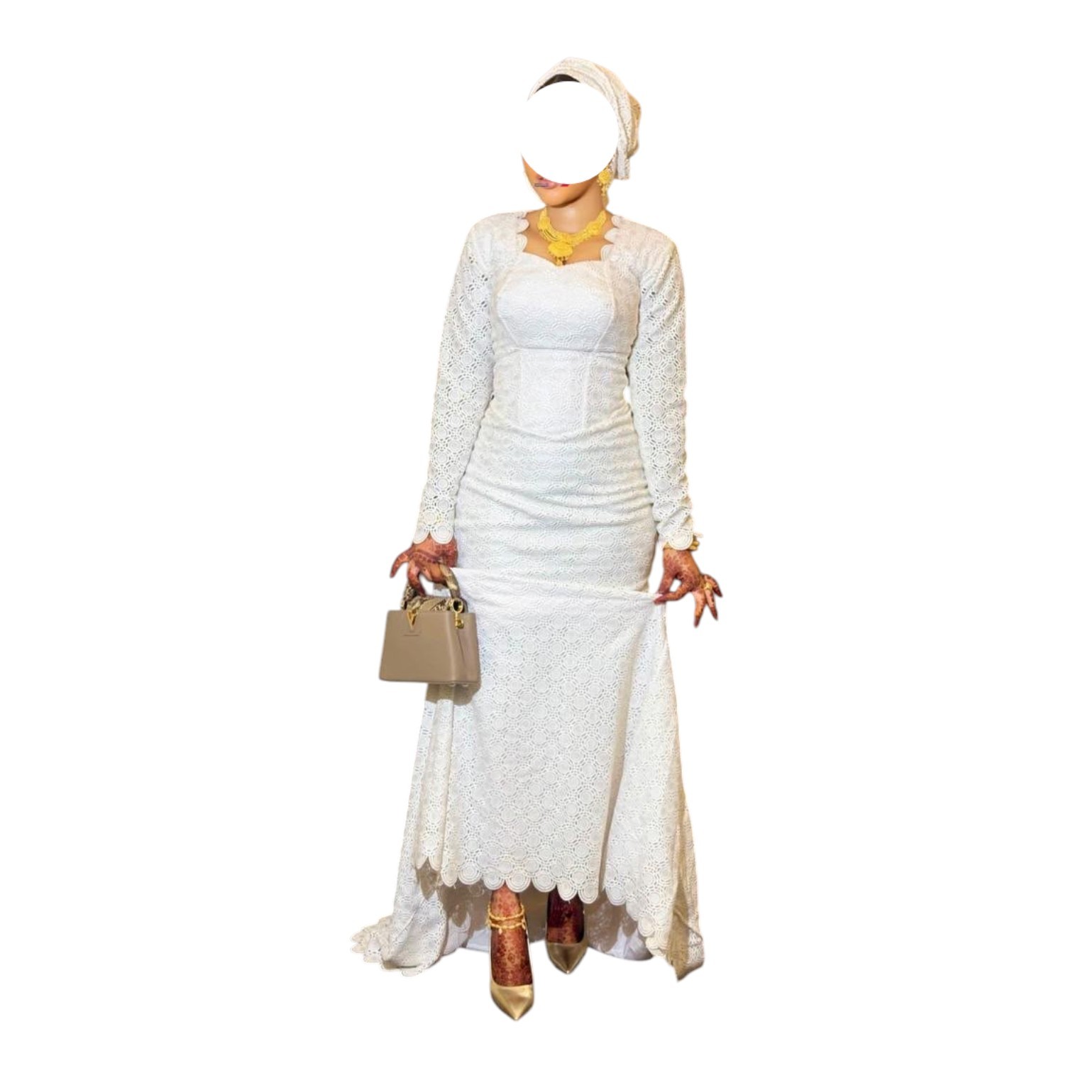 AN13102026, Robe Bordé Blanc, Taille XL, Foulard (Copie)