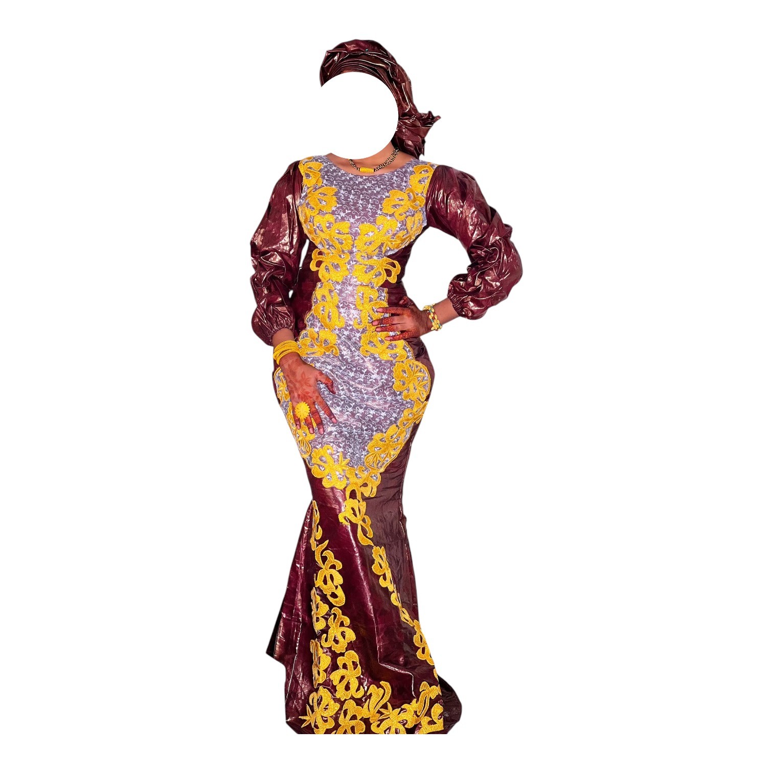 DN13102026, Robe Bazin, Taille XL, Foulard