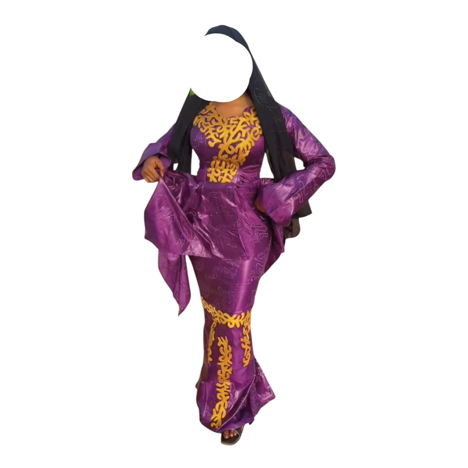 DN13102026, Bazin Jupe Complet, Taille XL, Foulard