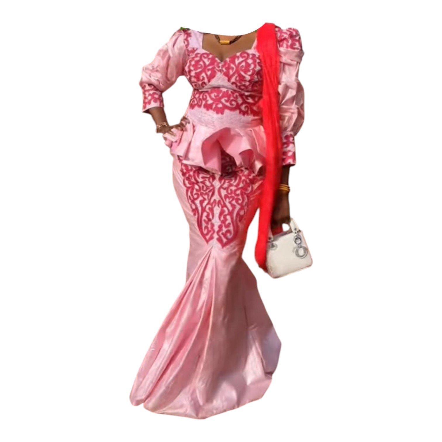 DN13102026, Bazin Jupe Complet, Taille XL, Foulard