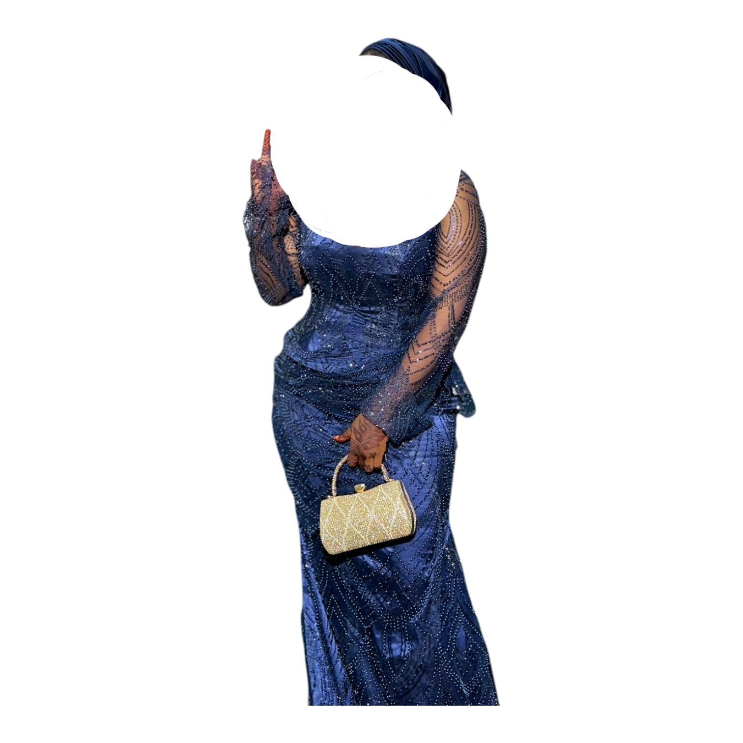AM15102026, Robe de Soirée, Taille XL, Turban