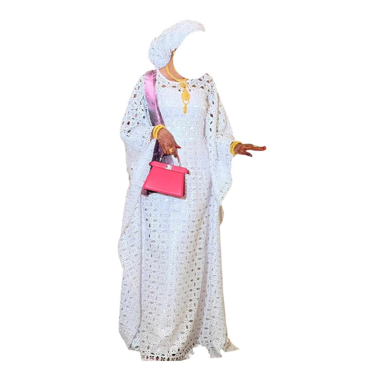 AB22102026, Robe Bordé Blanc, Taille M, Foulard